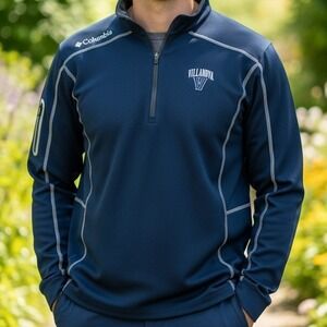 Columbia Golf Villanova Wildcats Mens Large Navy Blue Quarter Zip Pullover L